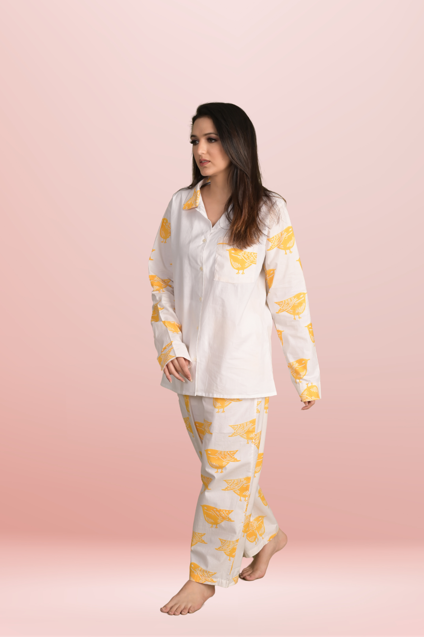 SPARROW YELLOW BIRD BLOCK PRINT SLEEP SET