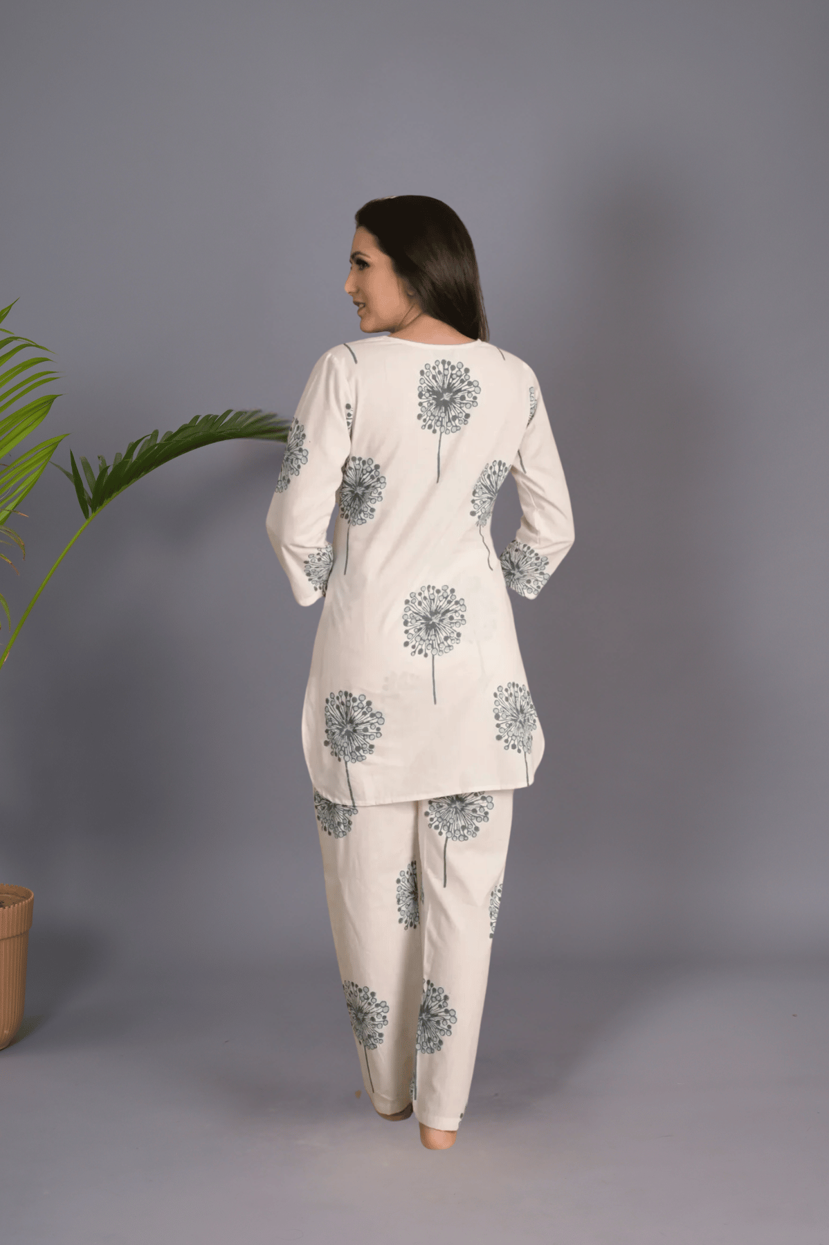 Blue floral handcrafted Sleepwear set/ top and pant / night suit