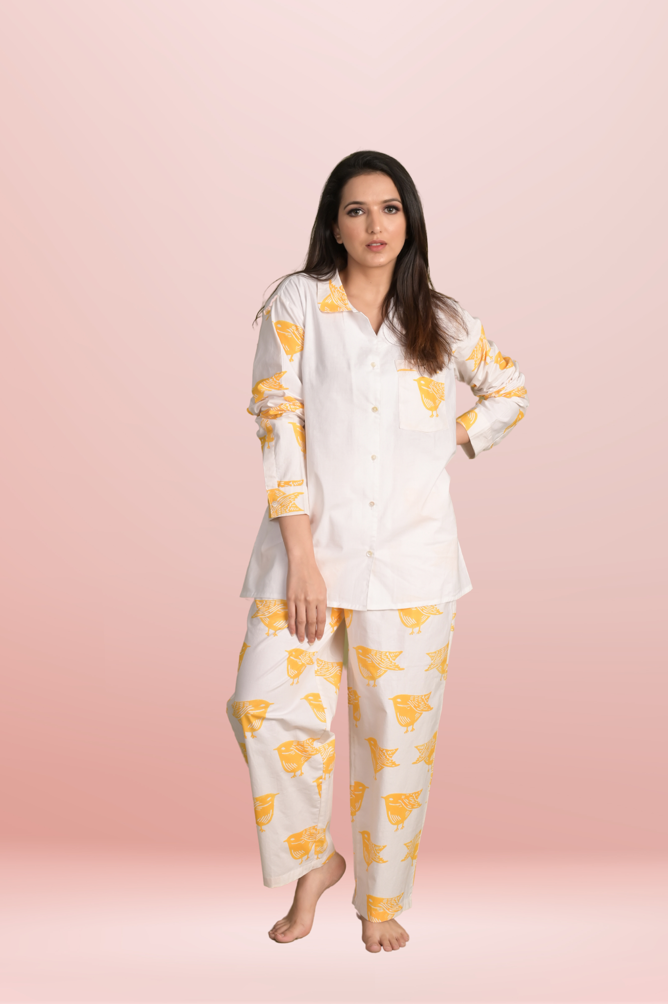 SPARROW YELLOW BIRD BLOCK PRINT SLEEP SET