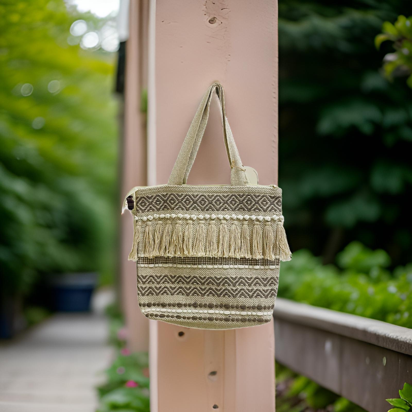 Beautiful Boho Tote Bag / travel / beach-dark brown & beige