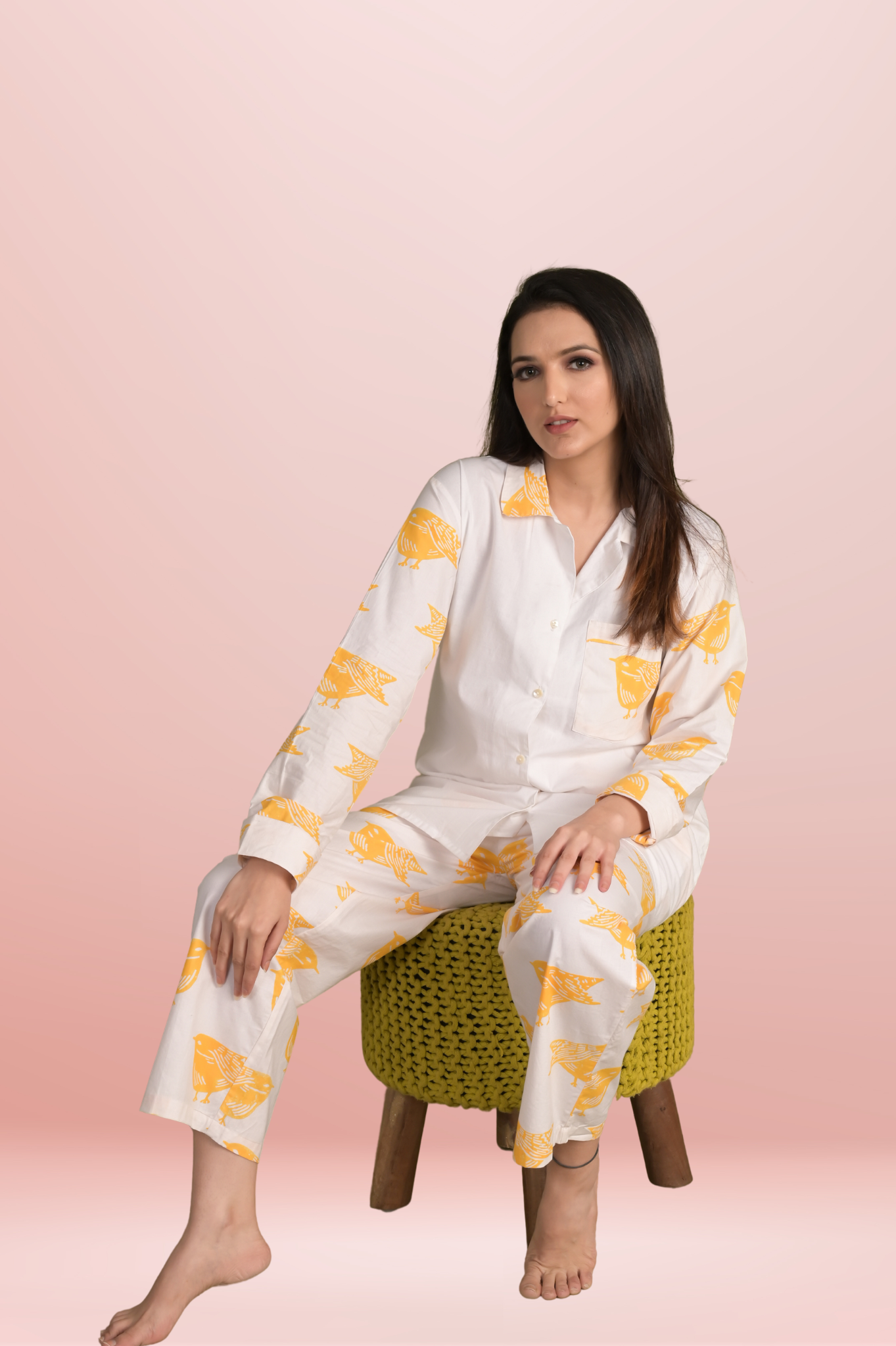 SPARROW YELLOW BIRD BLOCK PRINT SLEEP SET