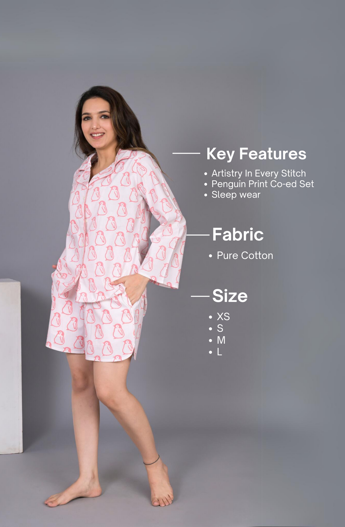 Cute & Comfy Penguin print sleepwear / top and shorts / casual wear- women