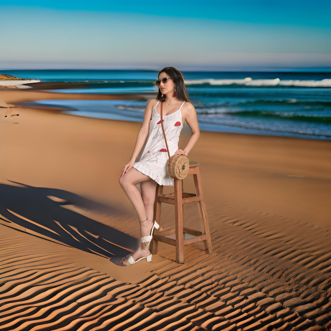 Red & Black Swinging Umbrella Beach / Sleepwear Tunic