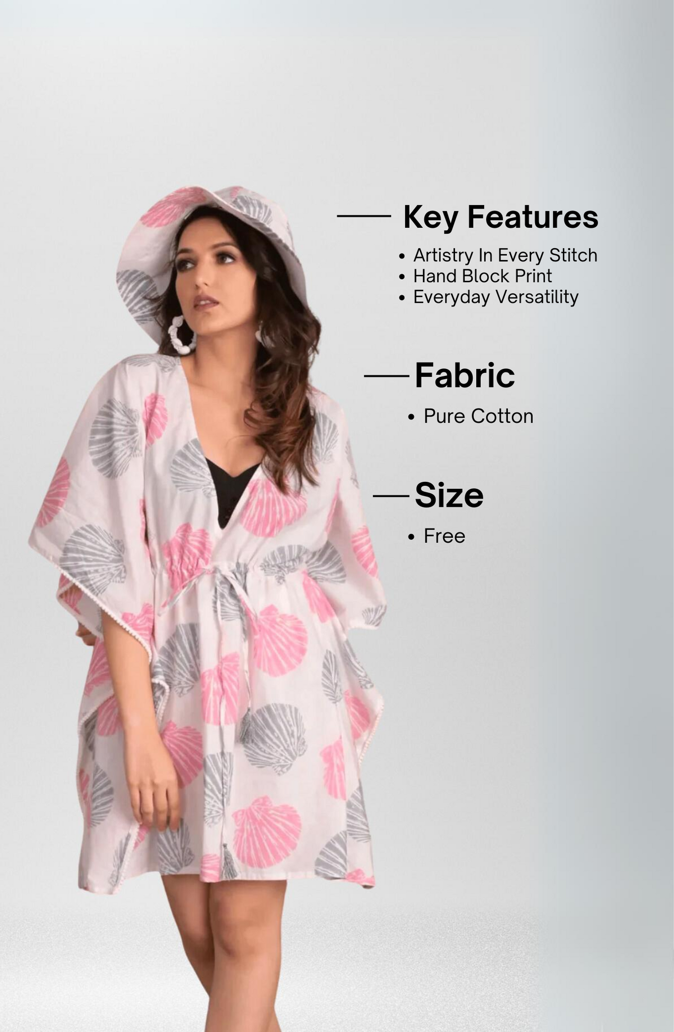 Seashell Serenity  short Beach  Kaftan / cover ups