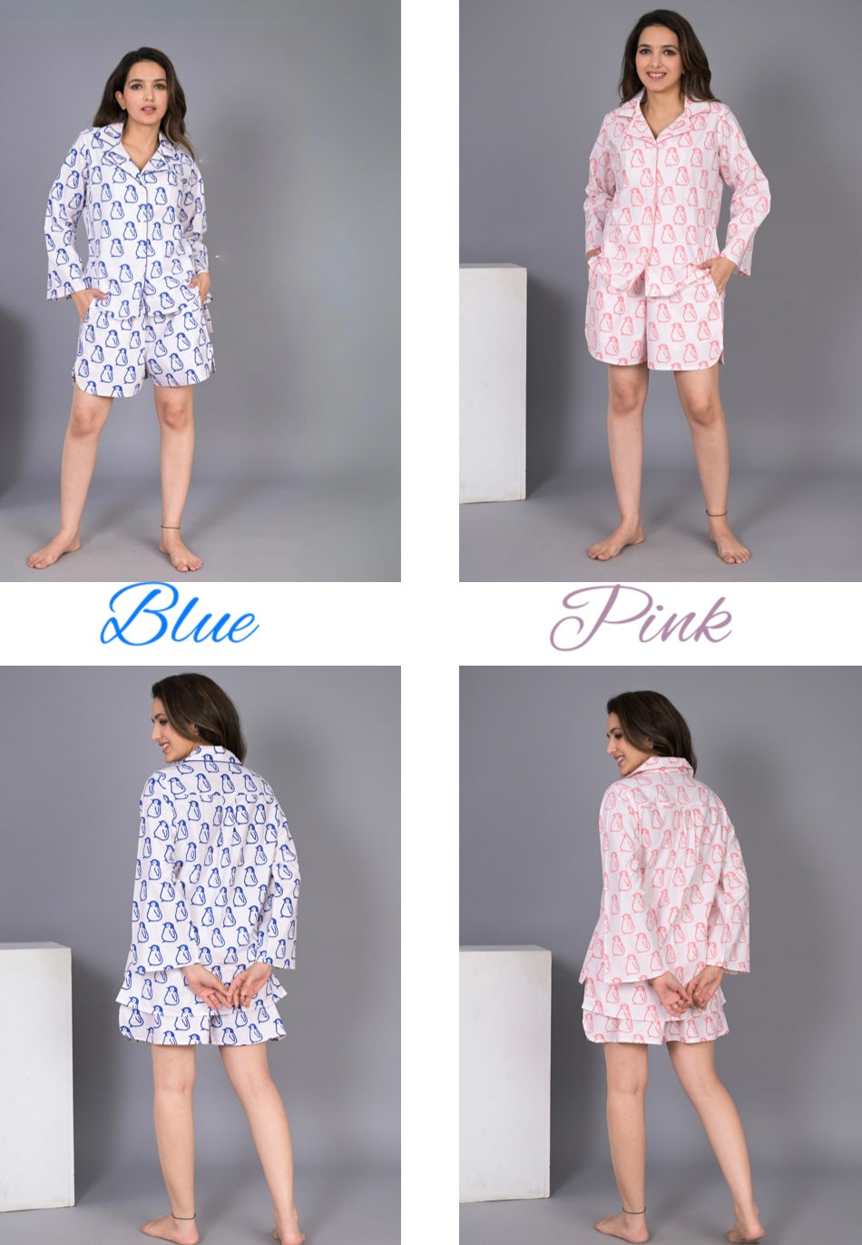 Cute & Comfy Penguin print sleepwear / top and shorts / casual wear- women