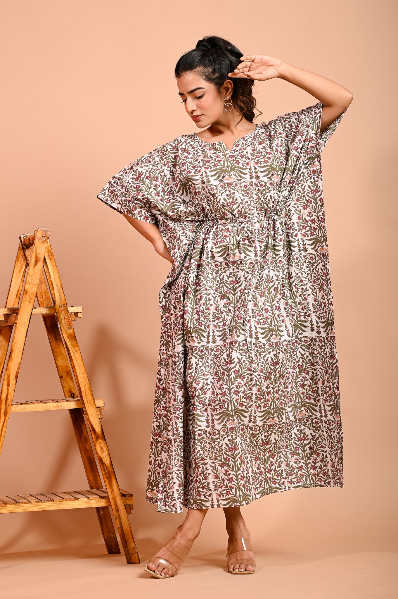 Handcrafted  long Cotton Kaftan/ maxi / nighty