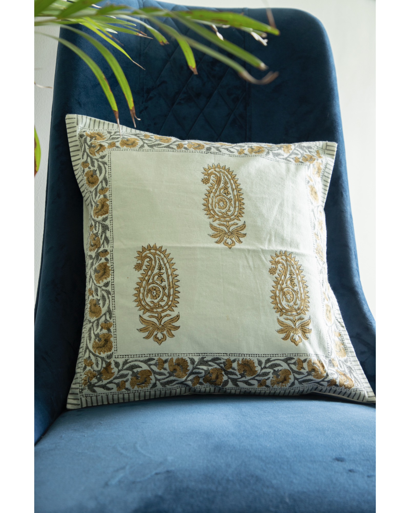 Rust Ambi booti  with vine border Throw/Cushion Cover