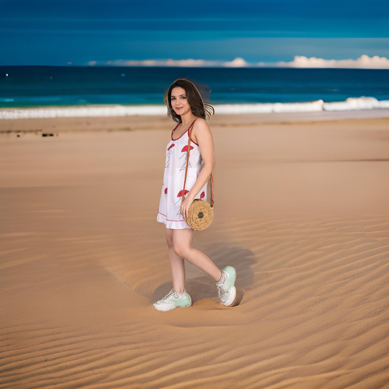 Red & Black Swinging Umbrella Beach / Sleepwear Tunic