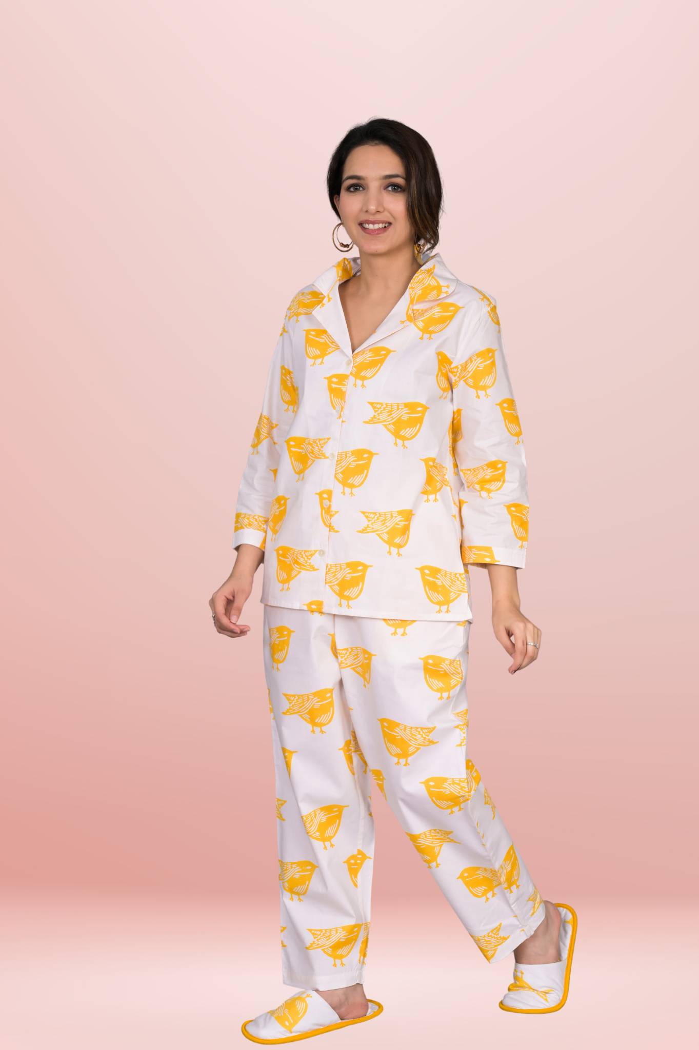 SPARROW YELLOW BIRD BLOCK PRINT SLEEP SET