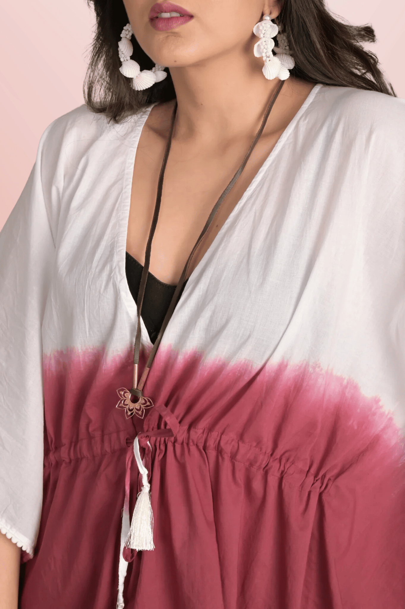 Tie-Dye Snow And Berry Ombré Mulmul Kaftan